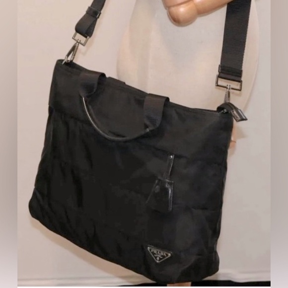 PRADA Tessuto Nylon w Calfskin Handles 2 Way Tote Bag - Picture 6 of 15